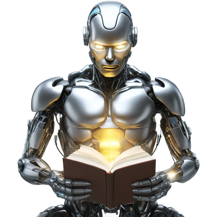 Cyborg reading book emoji