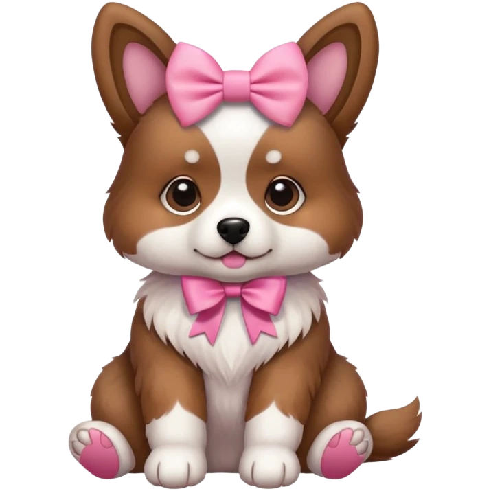 dog with pink bow sitting pose emoji