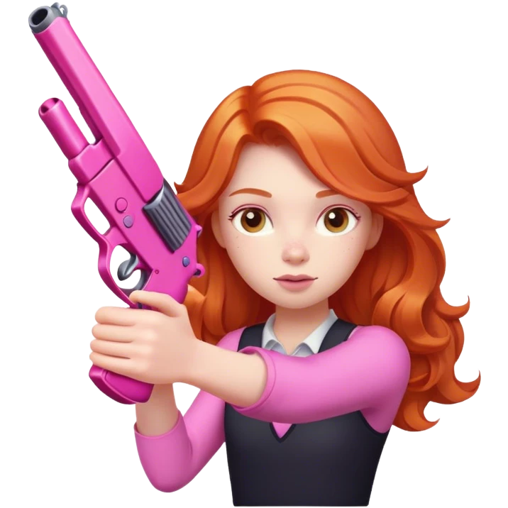 Ginger girl with a pink gun emoji