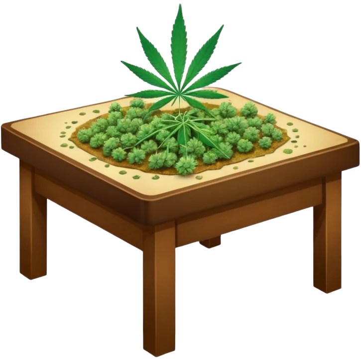 Table with cannabis on it emoji