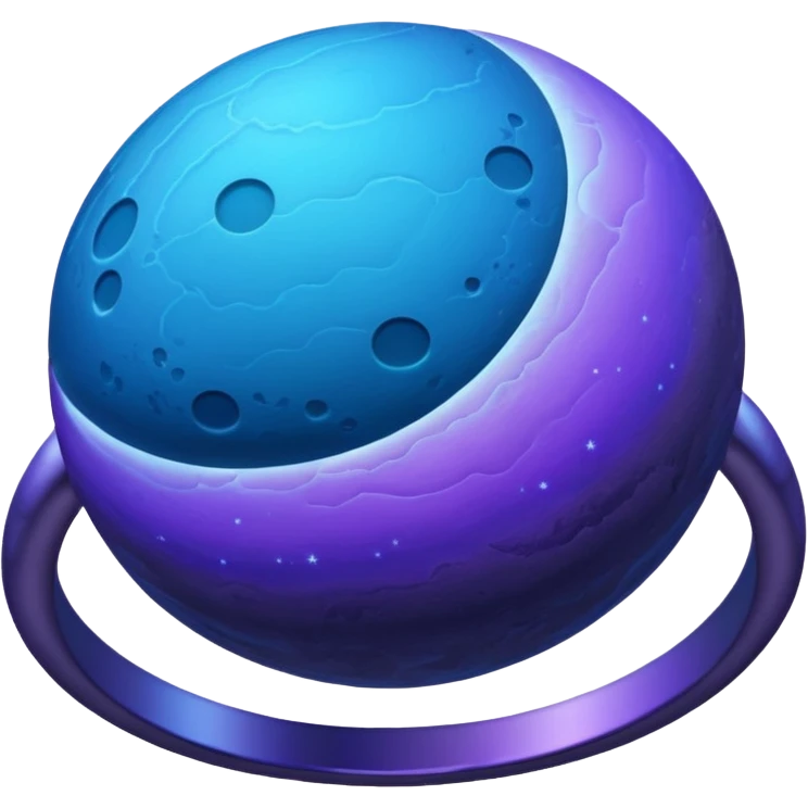 Oval shaped planet, 2 moons, ring emoji