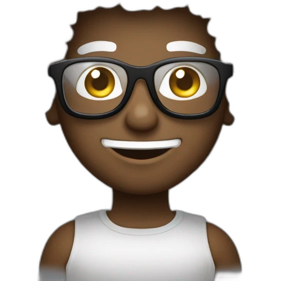 garçon blanc cheveux bouclé afro noir avec lunettes carré emoji