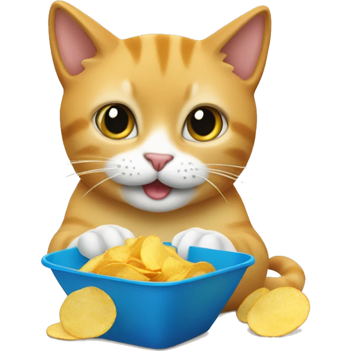 cat eating potato chips emoji
