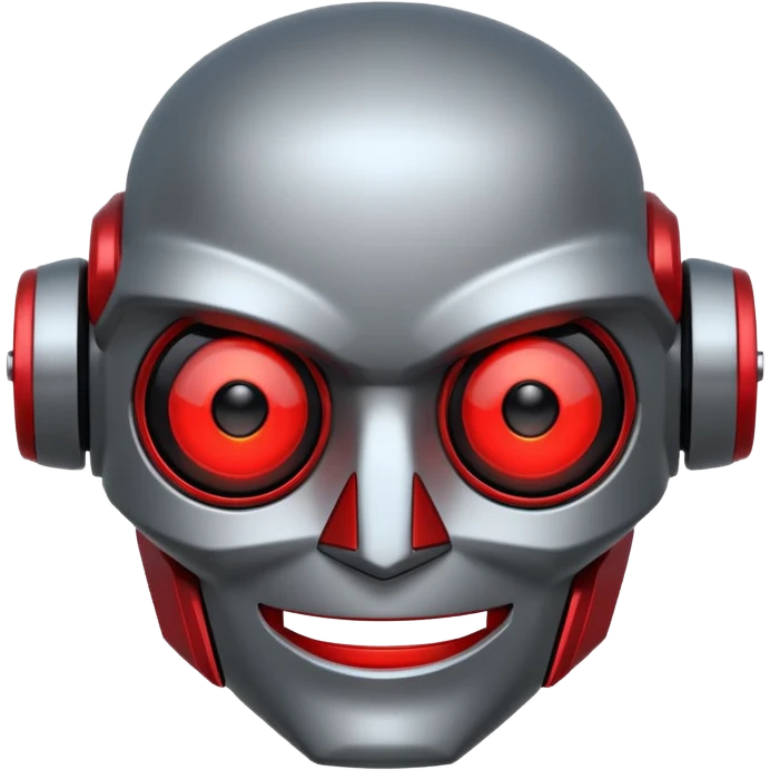 evil robot. Only its head. Very low details, just lines and colors, no need to draw detailed. Make it smile emoji