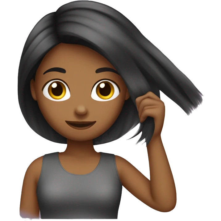 girl emoji, combing her hair. your hair color is dark brown emoji