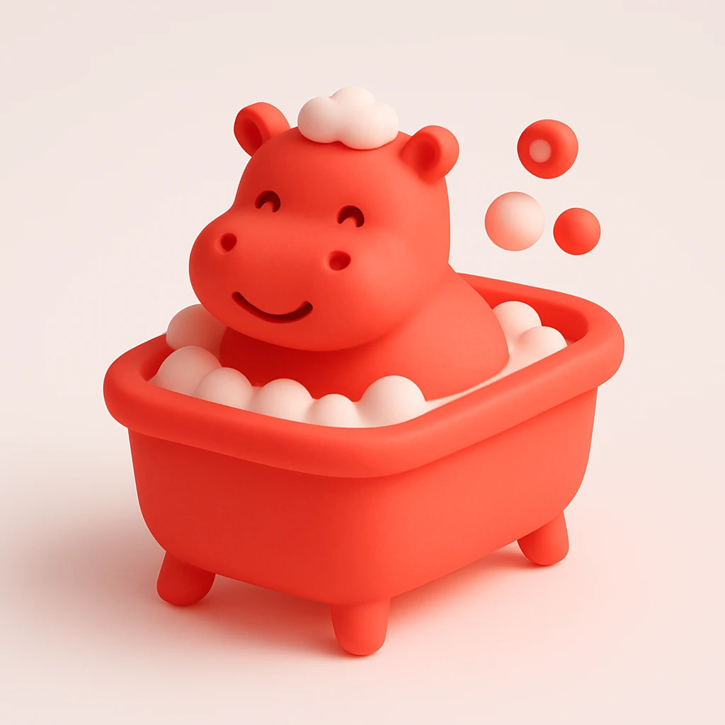 happy hippo with bubbles in bathtub emoji