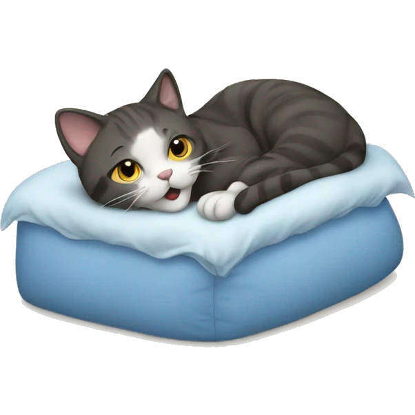 cat in blue bed emoji