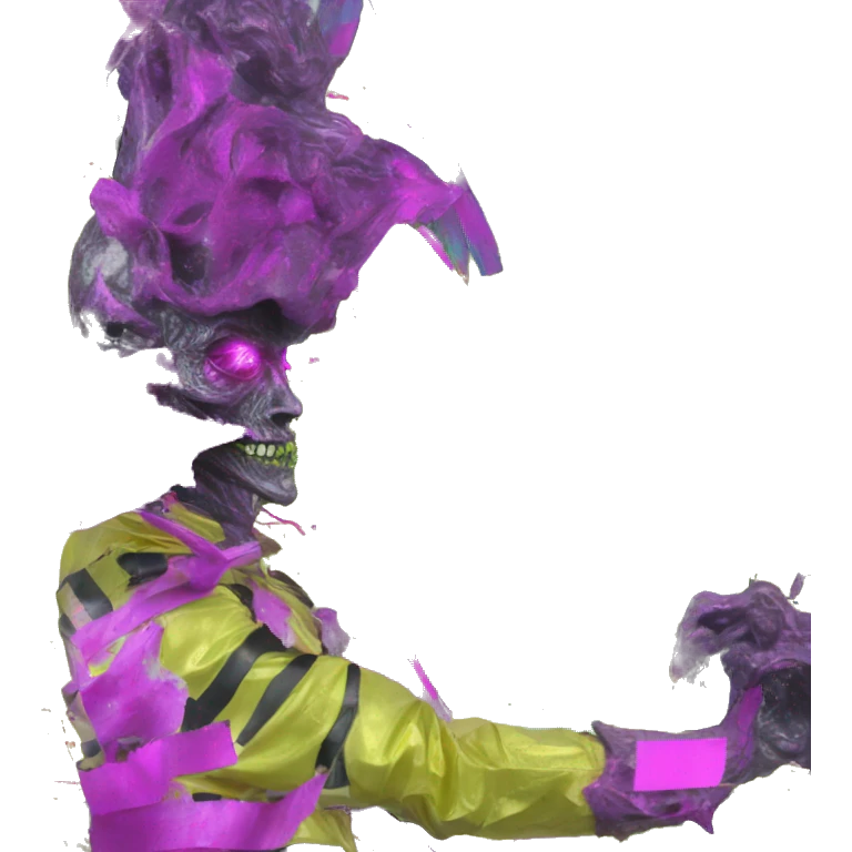 .Zombie_ Vaporwave black holographic dj oilslick zombie unicorn yellow caution tape emoji