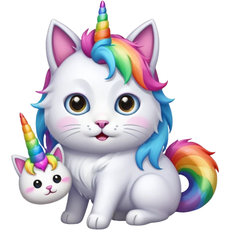 Cat eating a unicorn emoji