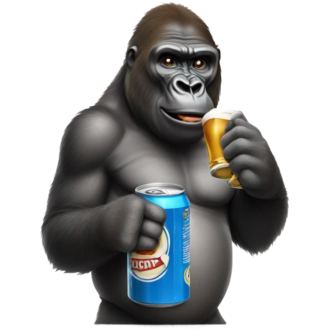 Gorilla drinking a beer emoji