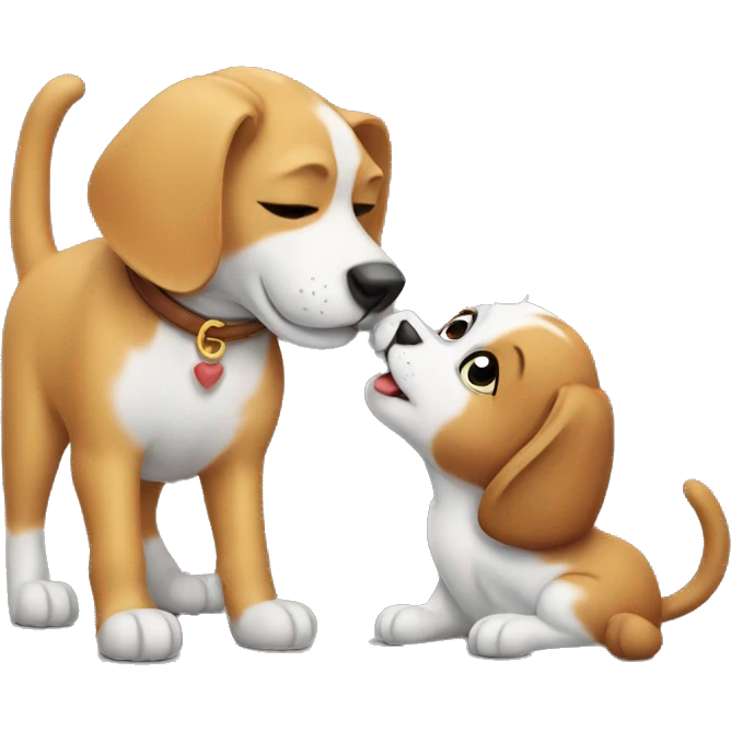 Cat and a dog kissing emoji