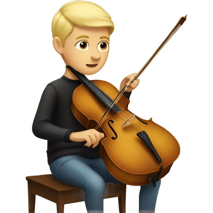 Blonde boy with buzz cut playing cello  emoji