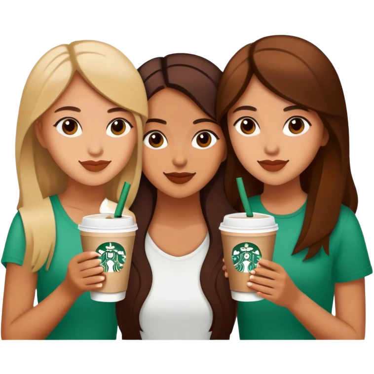 Starbucks coffee with 3 girls  emoji