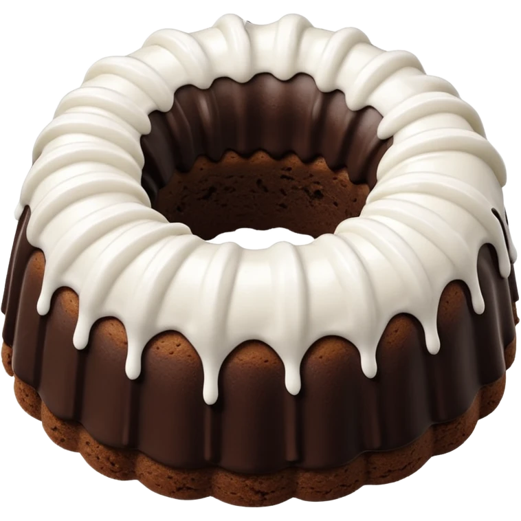white frosting with a chocolate cookie bundt cake emoji