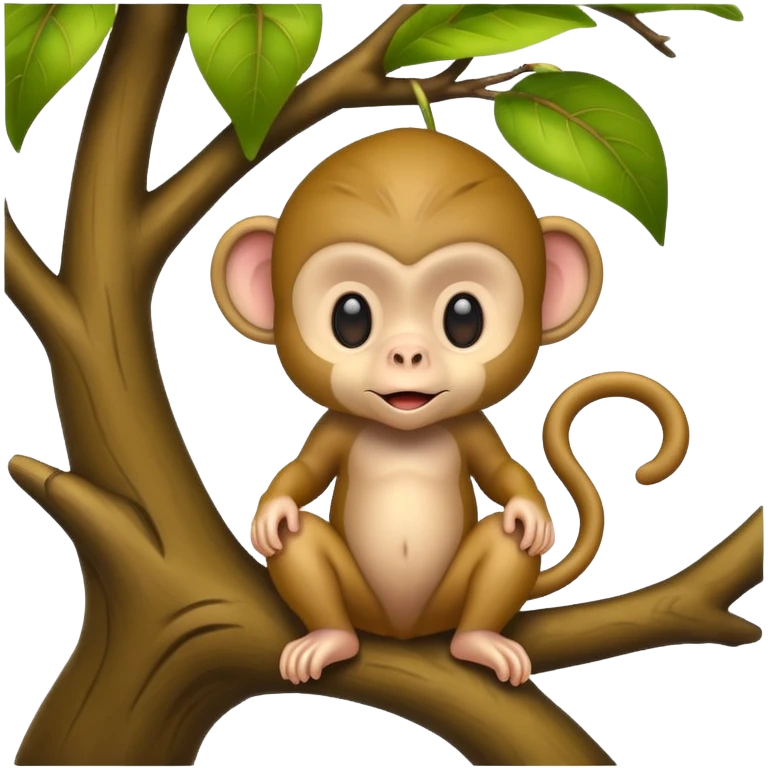 Baby monkey sitting on tree emoji