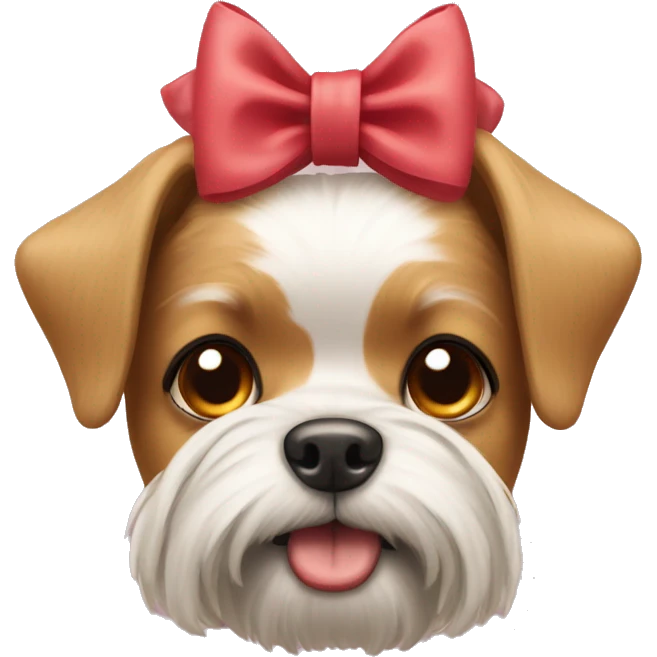 yorkshire dog using a cute bow in his head emoji