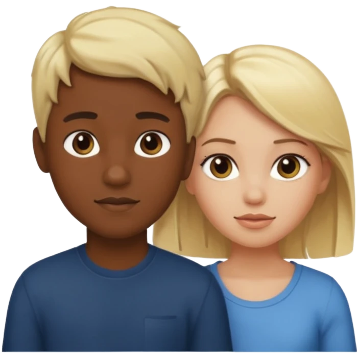 Blonde boy and blonde girl, dark skin tone emoji