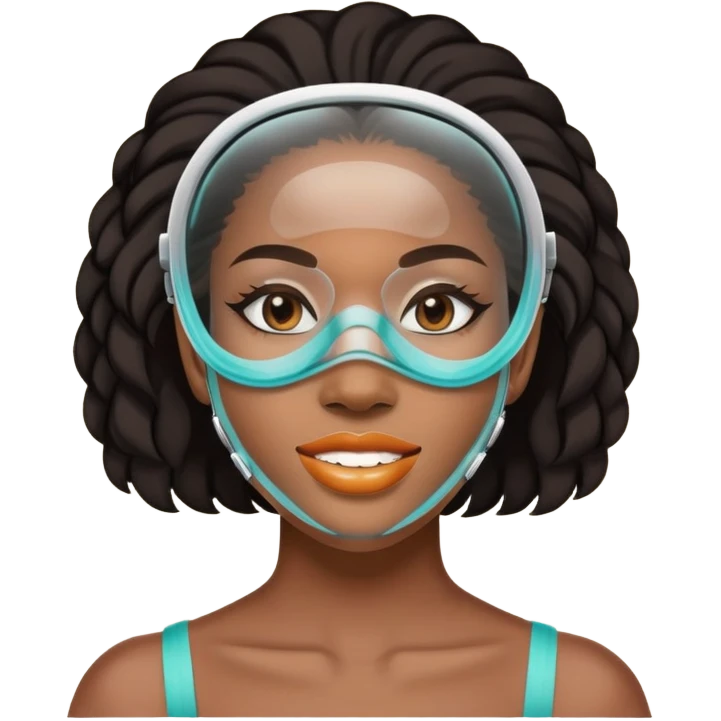 black woman with glassed braces and mask emoji