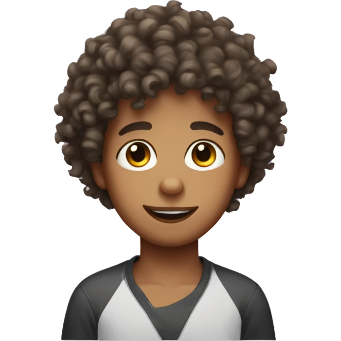 curly haired boy with painted nails emoji