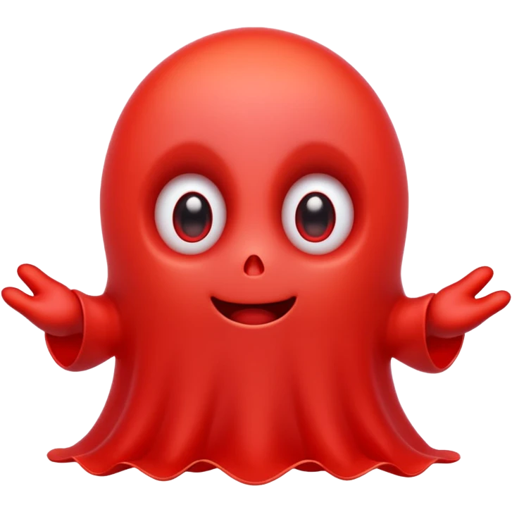 Cute red ghost character with big adorable eyes and a small smile emoji