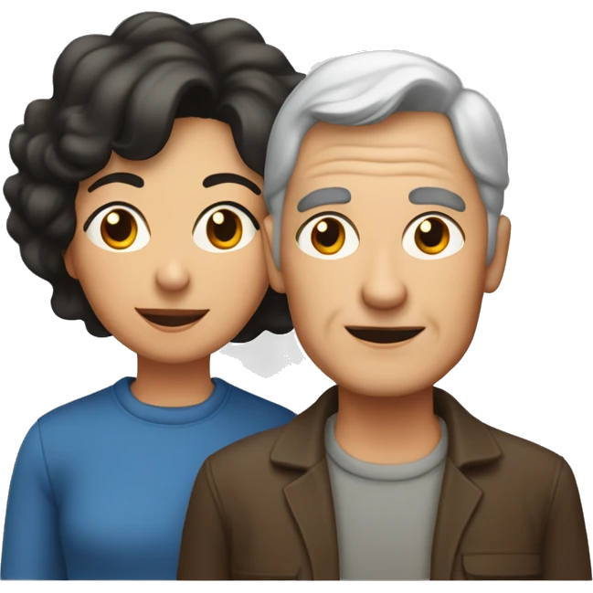 70 year old dark haired mom with her son and his partner emoji