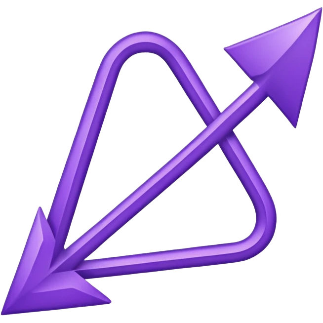 The purple arrow is hand-drawn and bends emoji