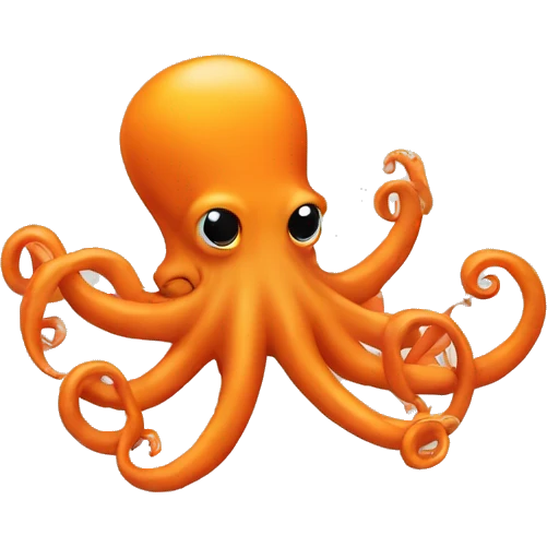 An octopus toyingly handling an orange emoji