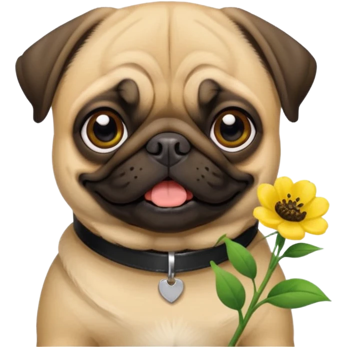 pugdog holding flowers emoji
