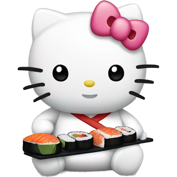 Hello Kitty, eating sushi emoji