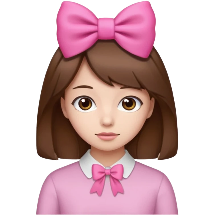 brown hair from behind with a pink bow emoji