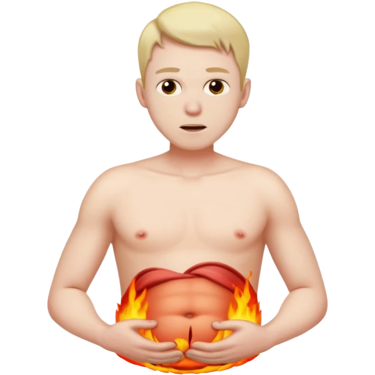 Male has inflamed belly emoji