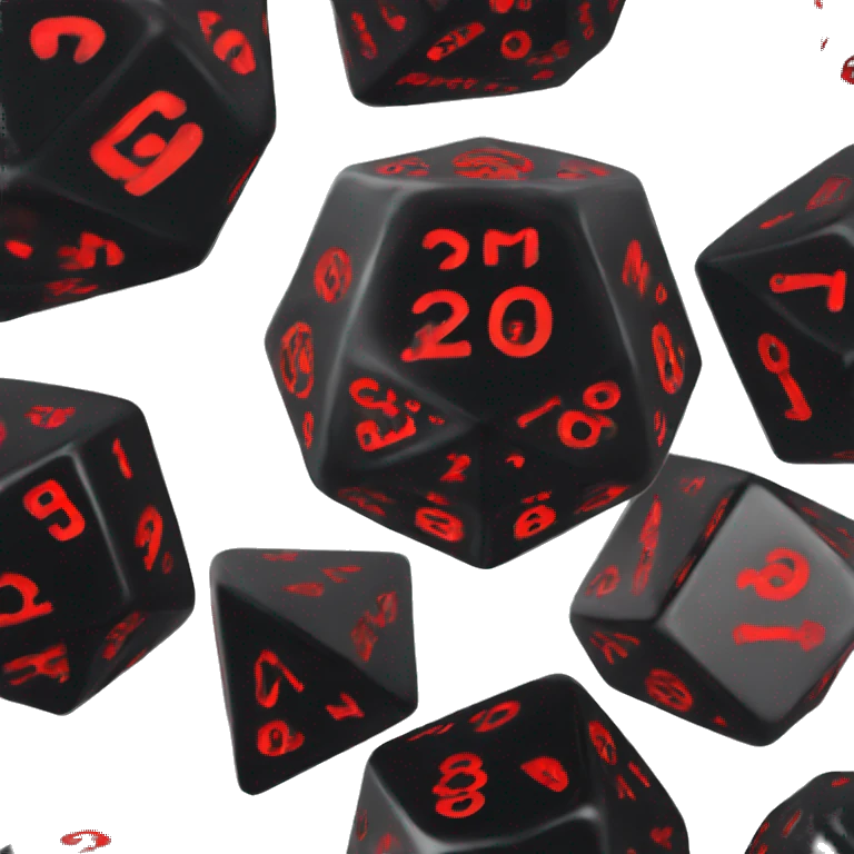 D20 dice black with red numbers glowing emoji