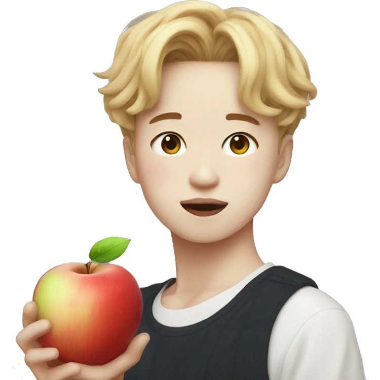 Jimin with apple emoji