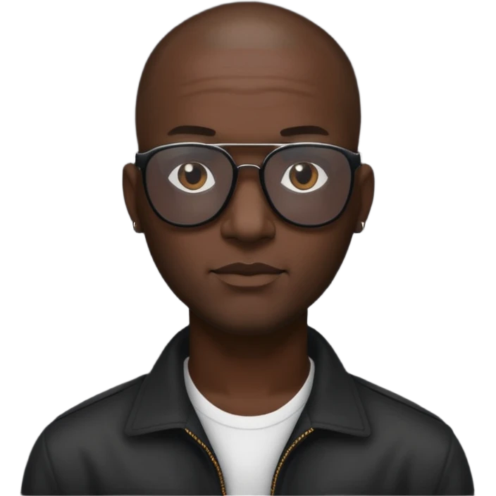 tall black man in dark shades gangster shaved head emoji