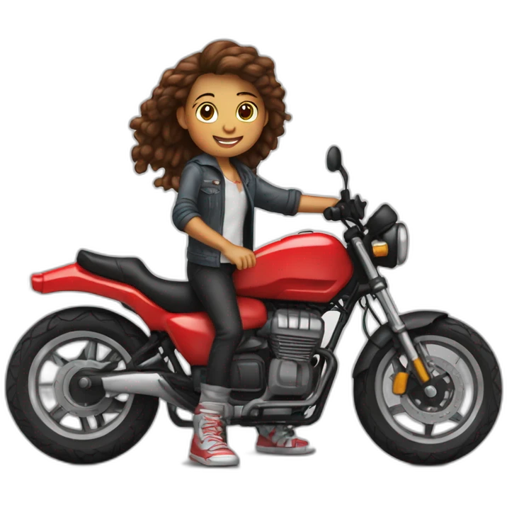 Ado de 14 ans avec moto rouge emoji