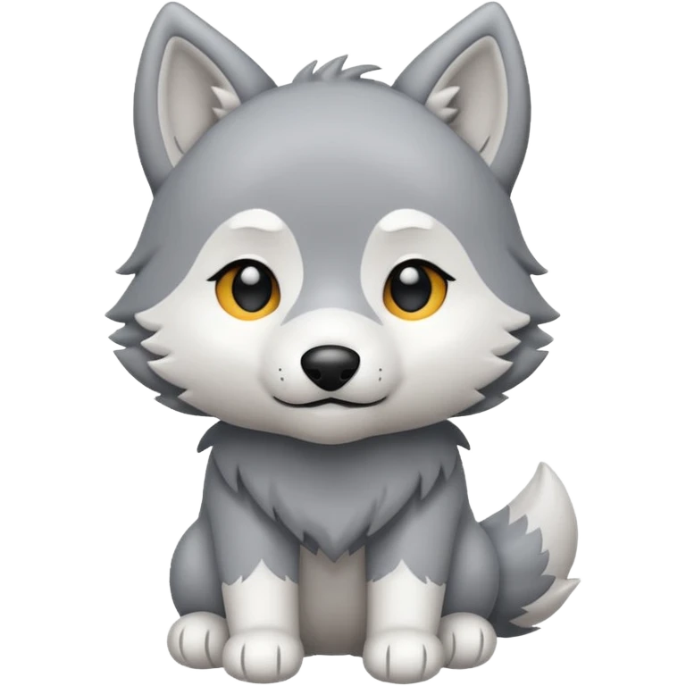 Chibi style Plush wolf emoji