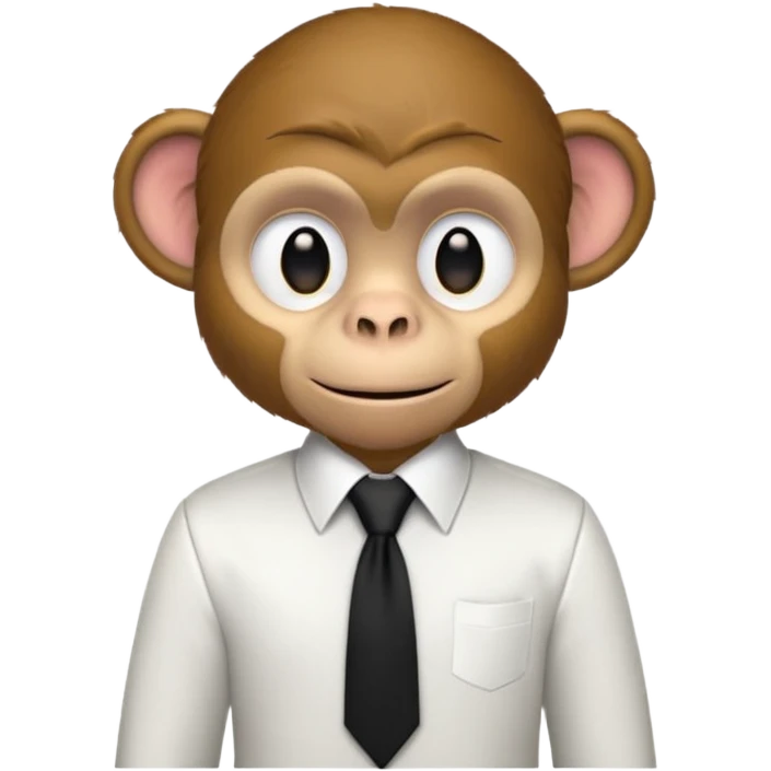 brown monkey with white shirt,black tie emoji