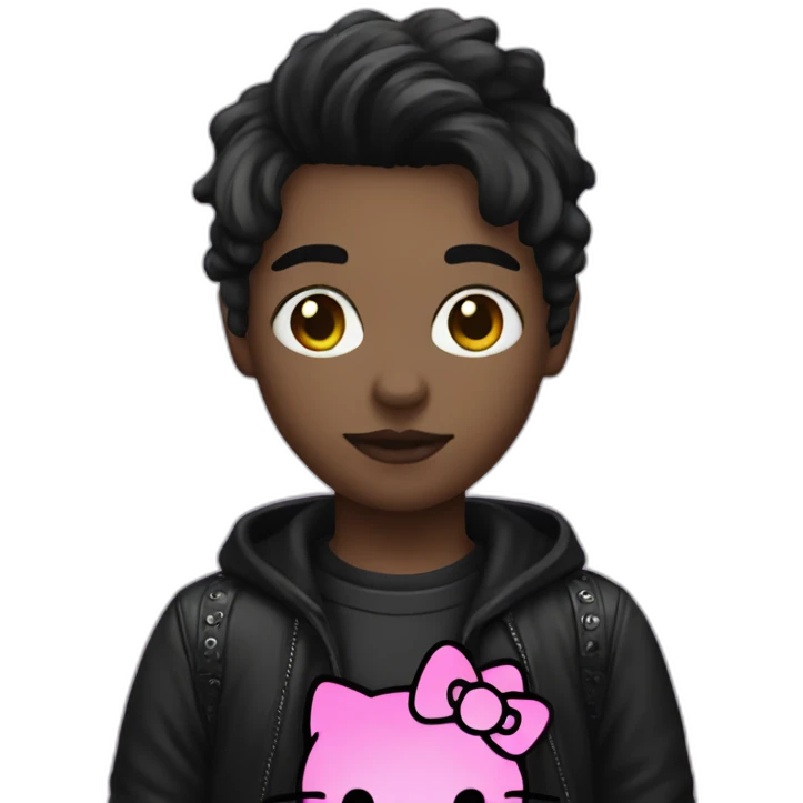 Goth with a hello kitty shirt emoji