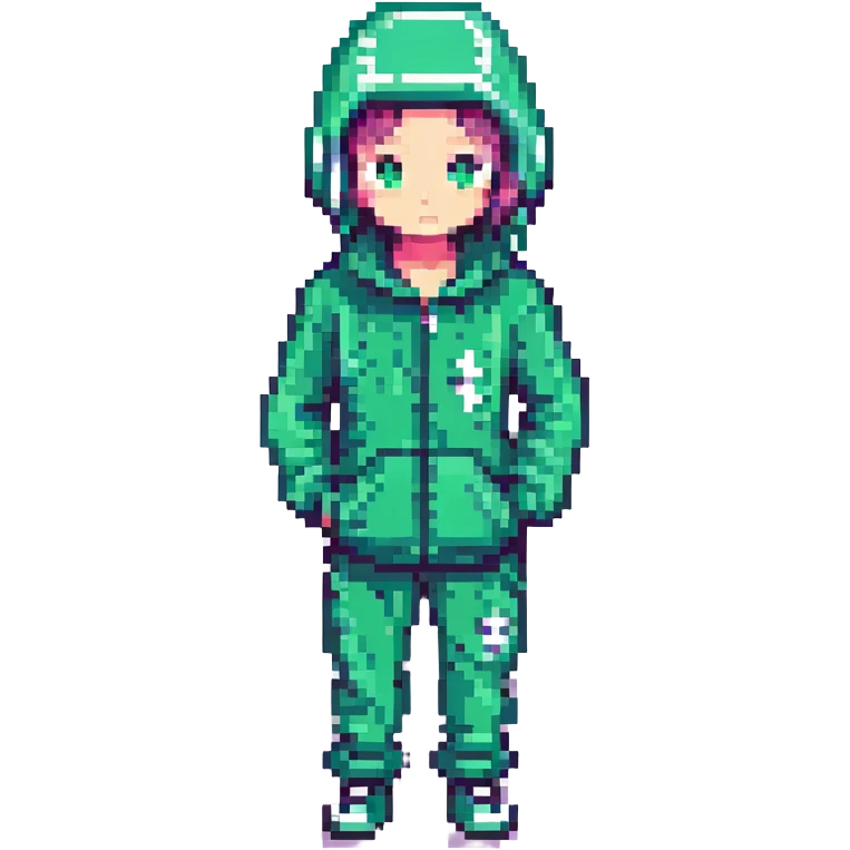 pixel art style squid game player with green tracksuit emoji