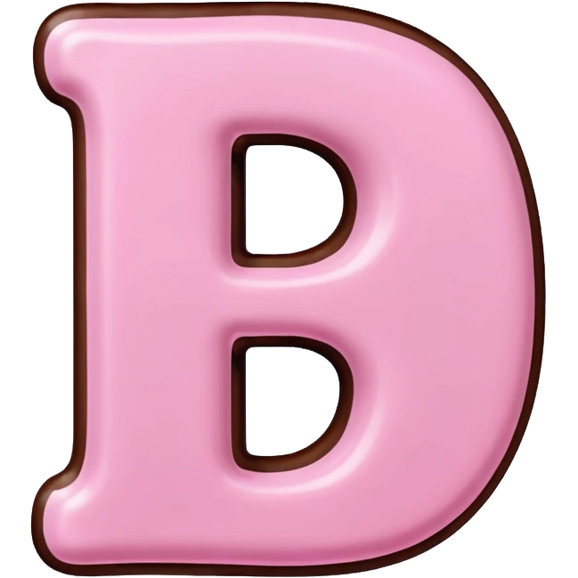 “Single pink bubble letter B, white outline, bottom dipped in chocolate with pink frosting drizzle, kawaii style, glossy, soft shading, clean outline, transparent background, Discord emoji size” emoji