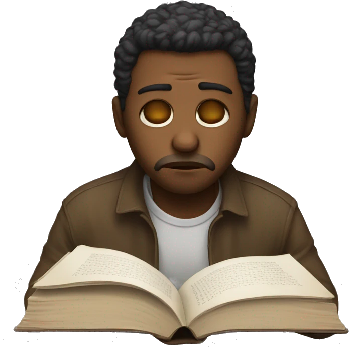 man is sad reading a book emoji