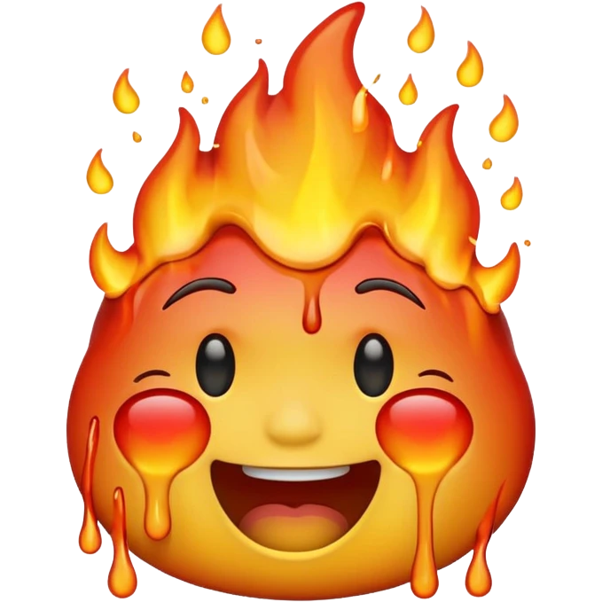 Generate an emoji that is on fire, laughing, crying, and melting at the same time. emoji