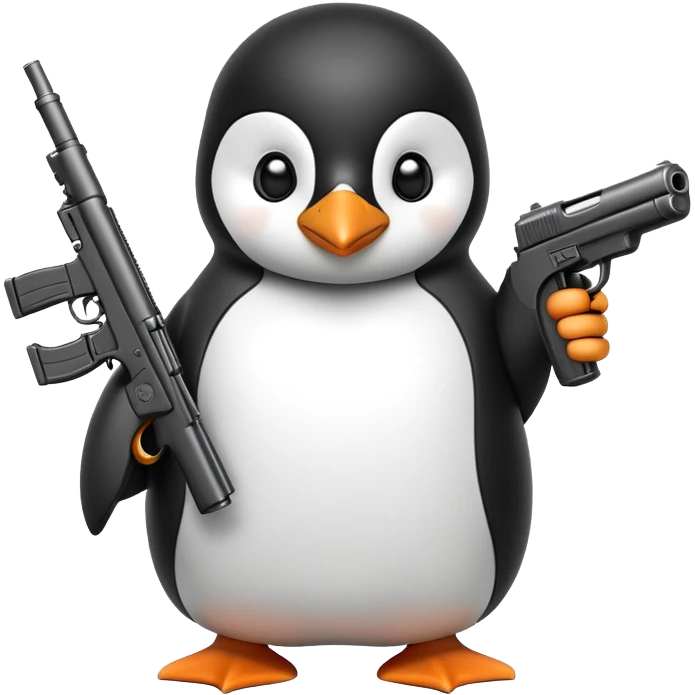 Penguin with a gun emoji