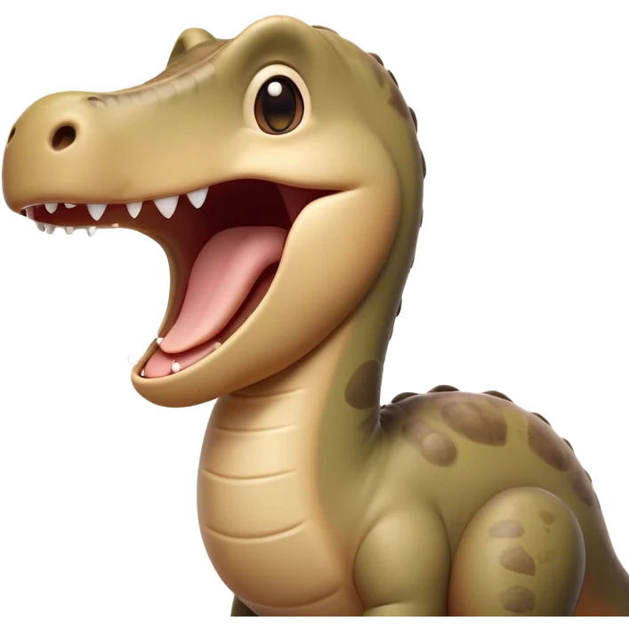 Cinematic Cute Yawning Brontosaurus Portrait Emoji, Head tilted slightly with a dramatic, wide-open yawn, showcasing its monumental, elongated neck and a massive, textured body with sleepy, half-closed eyes and a relaxed, open mouth, Simplified yet irresistibly cute features, highly detailed, glowing with a soft, cozy ancient glow, high shine, relaxed yet expressive, stylized with a dash of whimsical prehistoric ease, soft glowing outline, capturing the essence of a drowsy yet affectionate Brontosaurus that appears ready to stretch and yawn its way out of the screen! emoji