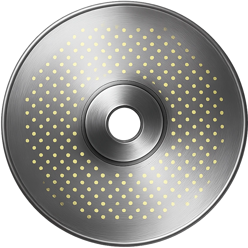 A minimalist CD disc with dot pattern, glowing effect, yellow color emoji