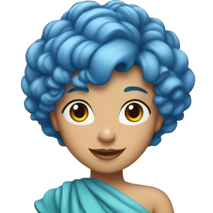 woman with blue hair and dress emoji