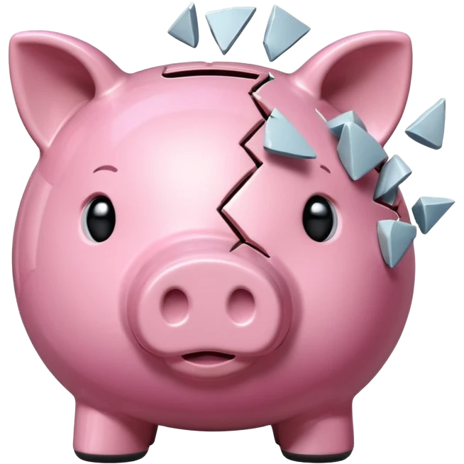 a piggy bank broken in half emoji