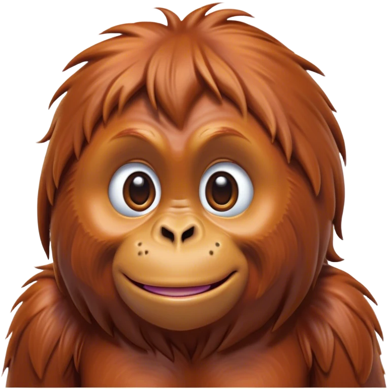 Cinematic Cute Orangutan Portrait Emoji, Head tilted playfully and inquisitively, with a gentle, expressive face accented by soft, flowing fur and round, sparkling eyes brimming with warmth, Simplified yet irresistibly adorable features, highly detailed, glowing with a warm, friendly glow, high shine, affectionate and lively, stylized with a touch of jungle whimsy, bright and endearing, soft glowing outline, capturing the essence of a mischievous yet loving orangutan that seems as if it could swing out of the screen into your arms! emoji