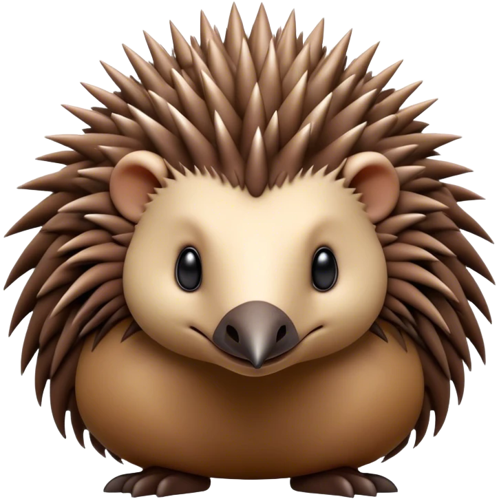 Cinematic Noble Echidna Portrait Emoji, Poised and regal, with a compact, spiky build and a textured, bristly fur in earthy browns, a distinctive pointed snout and keen, soulful eyes, Simplified yet sharp and sophisticated features, highly detailed, glowing with a warm, dignified glow, high shine, intelligent and resilient, stylized with an air of prickly elegance, focused and attentive, soft glowing outline, capturing the essence of a watchful and confident echidna, so majestic it feels as though it could scurry out of the screen with effortless authority! emoji