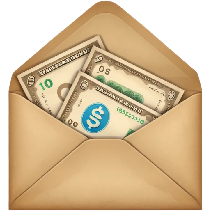 Banknotes enclosed in envelopes emoji